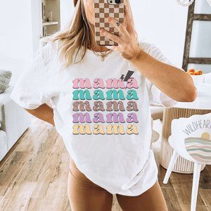 Retro Mama T-shirt, Maternity T-shirt, Mama Shirt - White